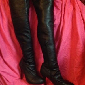 Thigh high sexy black boots